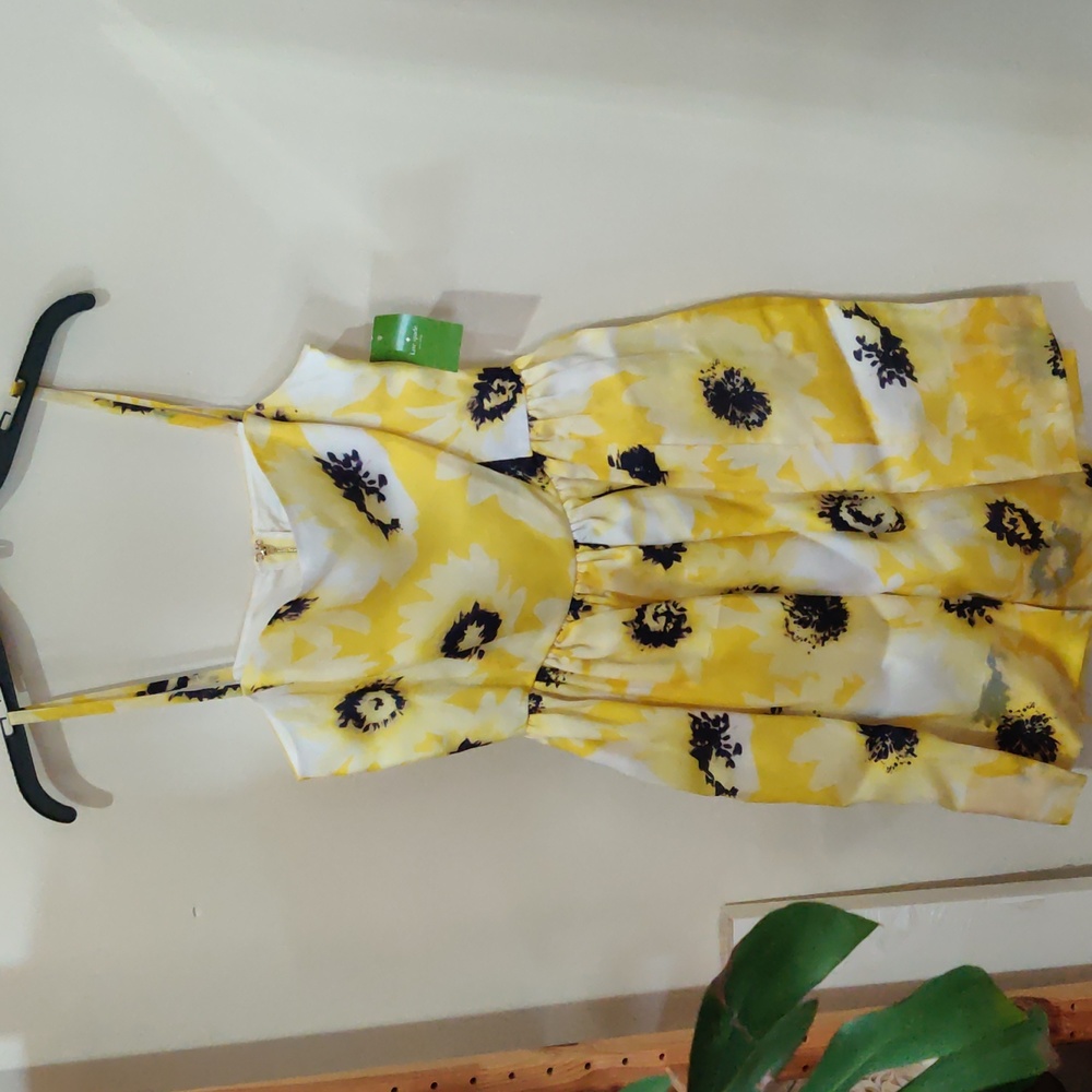Kate Spade Yellow Black Silk Organza Dress Size 6